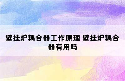 壁挂炉耦合器工作原理 壁挂炉耦合器有用吗